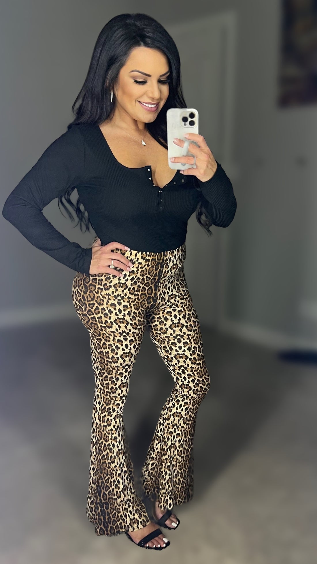 Dancing Queen Leopard Print Flare Leg Pants
